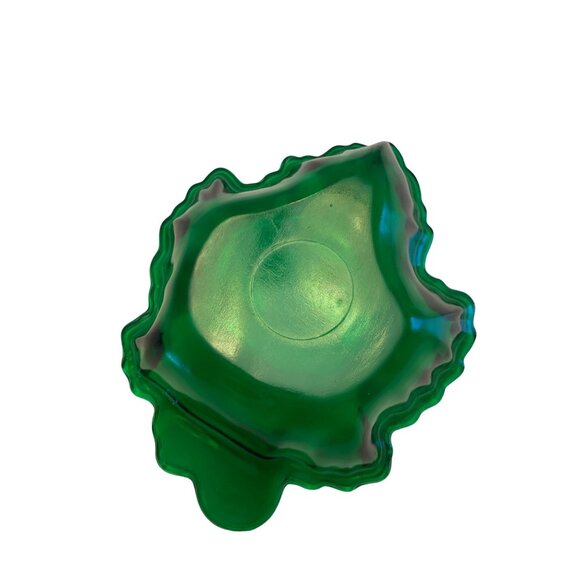 Anchor Hocking Green Glass Maple Leaf Dish MCM VTG Emerald Glass Trinket Candy - Picture 5 of 10
